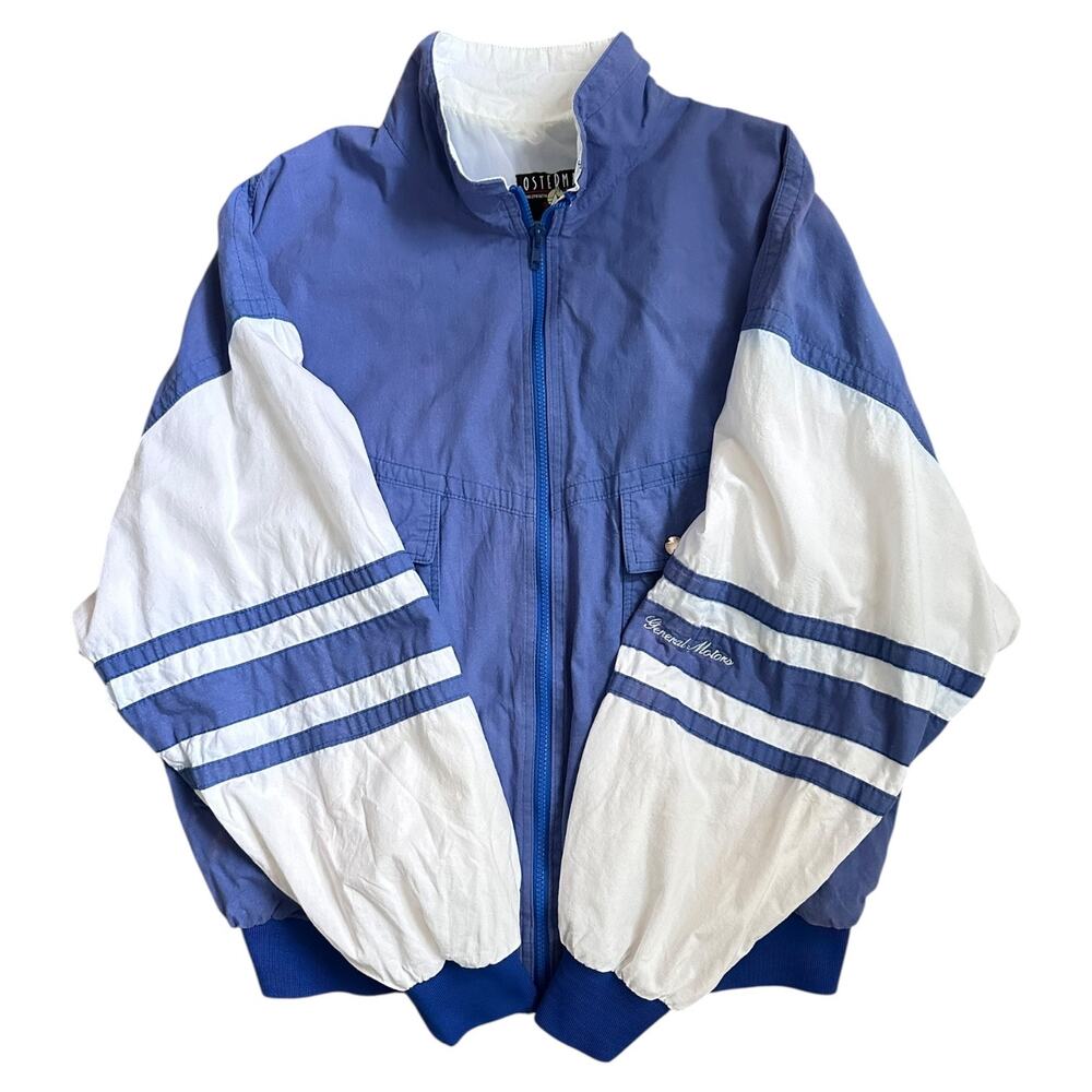 Vintage General Motors Blue White Nylon Jacket XXL USA Made 80s Varsity Style - Picture 4 of 9